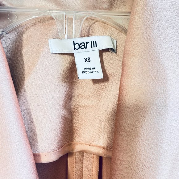 Bar III Women's Ruffle Drape Front Silky Jacket With Belt Pink Extra Small New - Picture 8 of 10